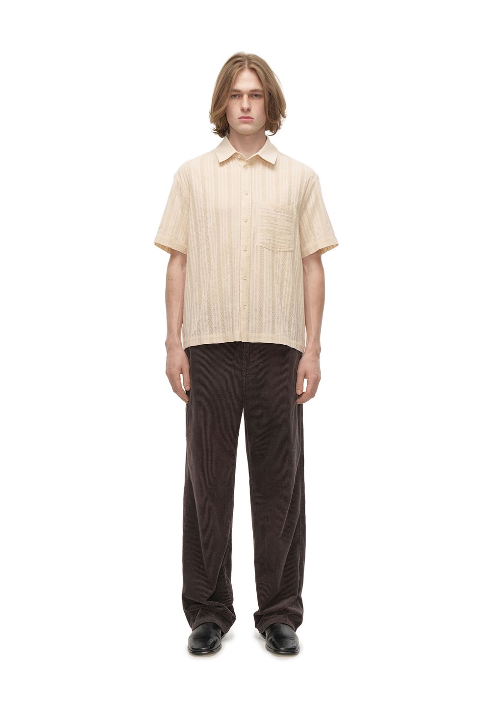 Рубашка с коротким рукавом Dobby Beige (Добби бежевая)