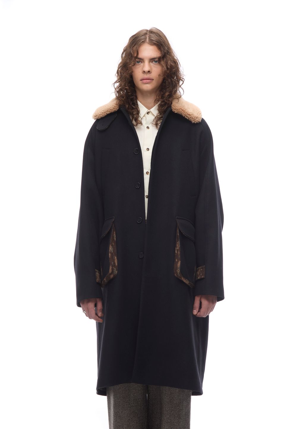 Пальто Wool coat with camo details