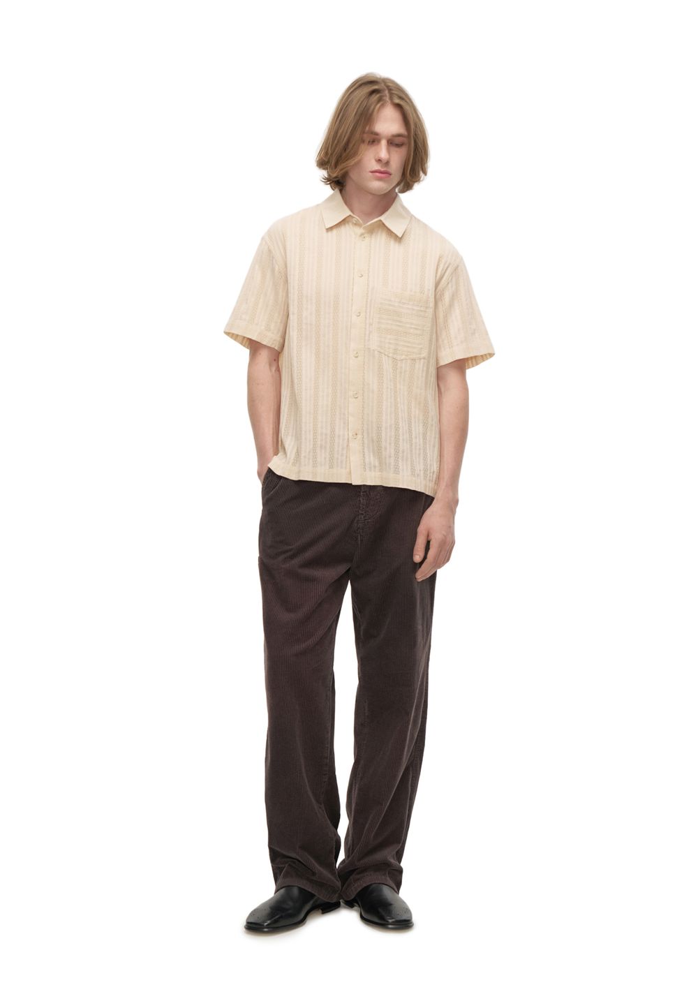 Рубашка с коротким рукавом Dobby Beige (Добби бежевая)
