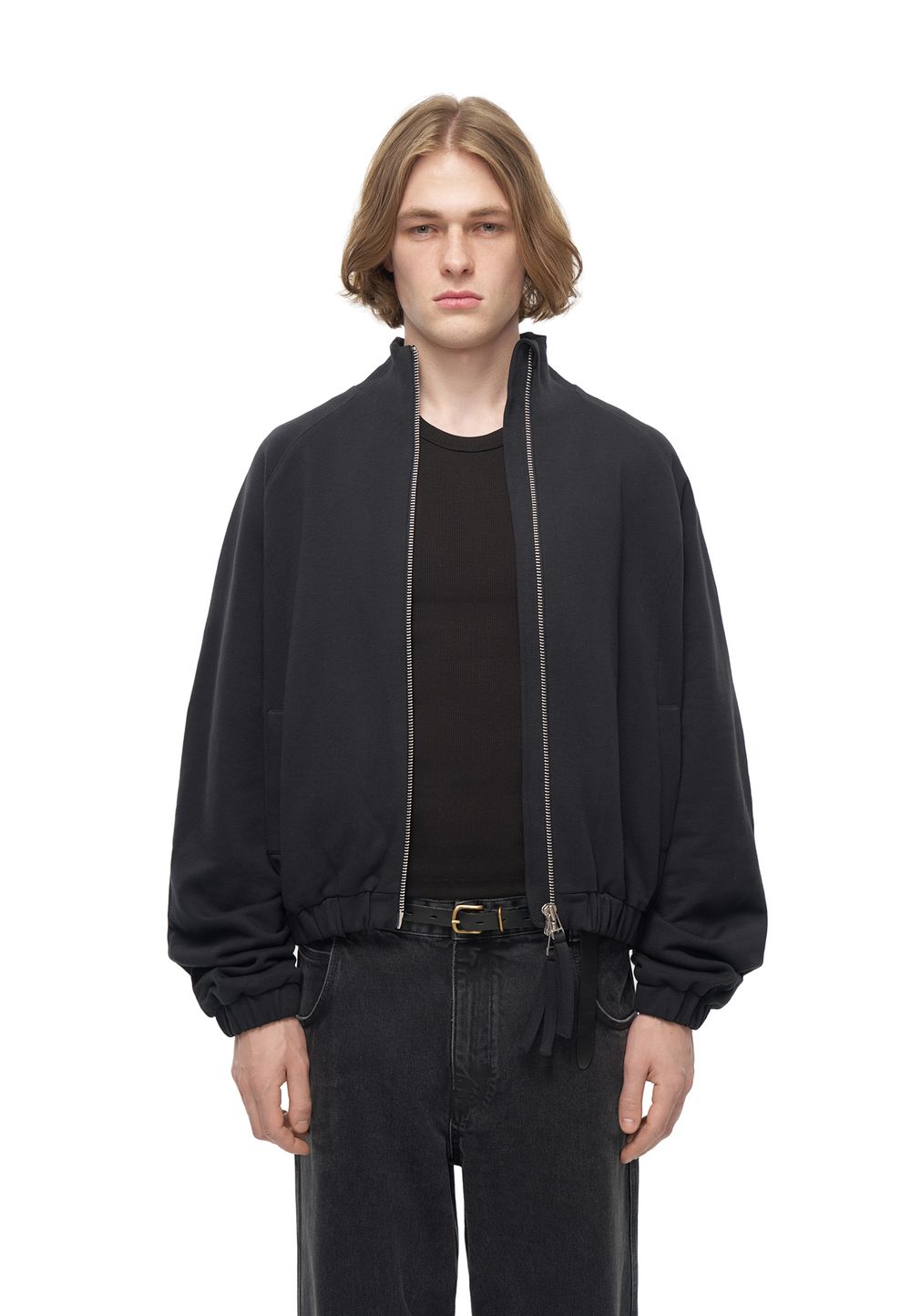 Бомбер на молнии Offret Black Cotton (Черный хлопковый)