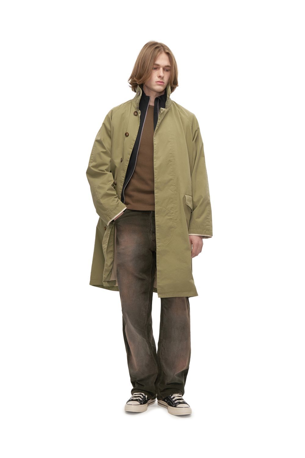Плащ Washed Khaki Trench Coat (Выстиранный хаки тренч)