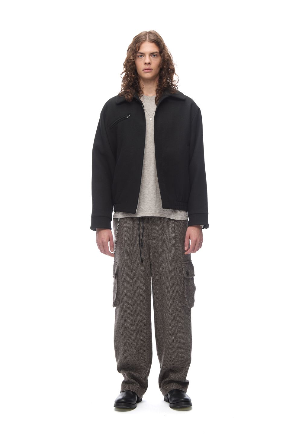 Бомбер из шерсти Black Wool Motor JACKET