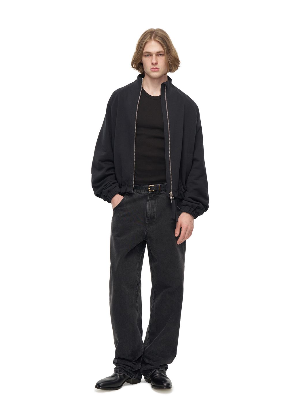 Бомбер на молнии Offret Black Cotton (Черный хлопковый)