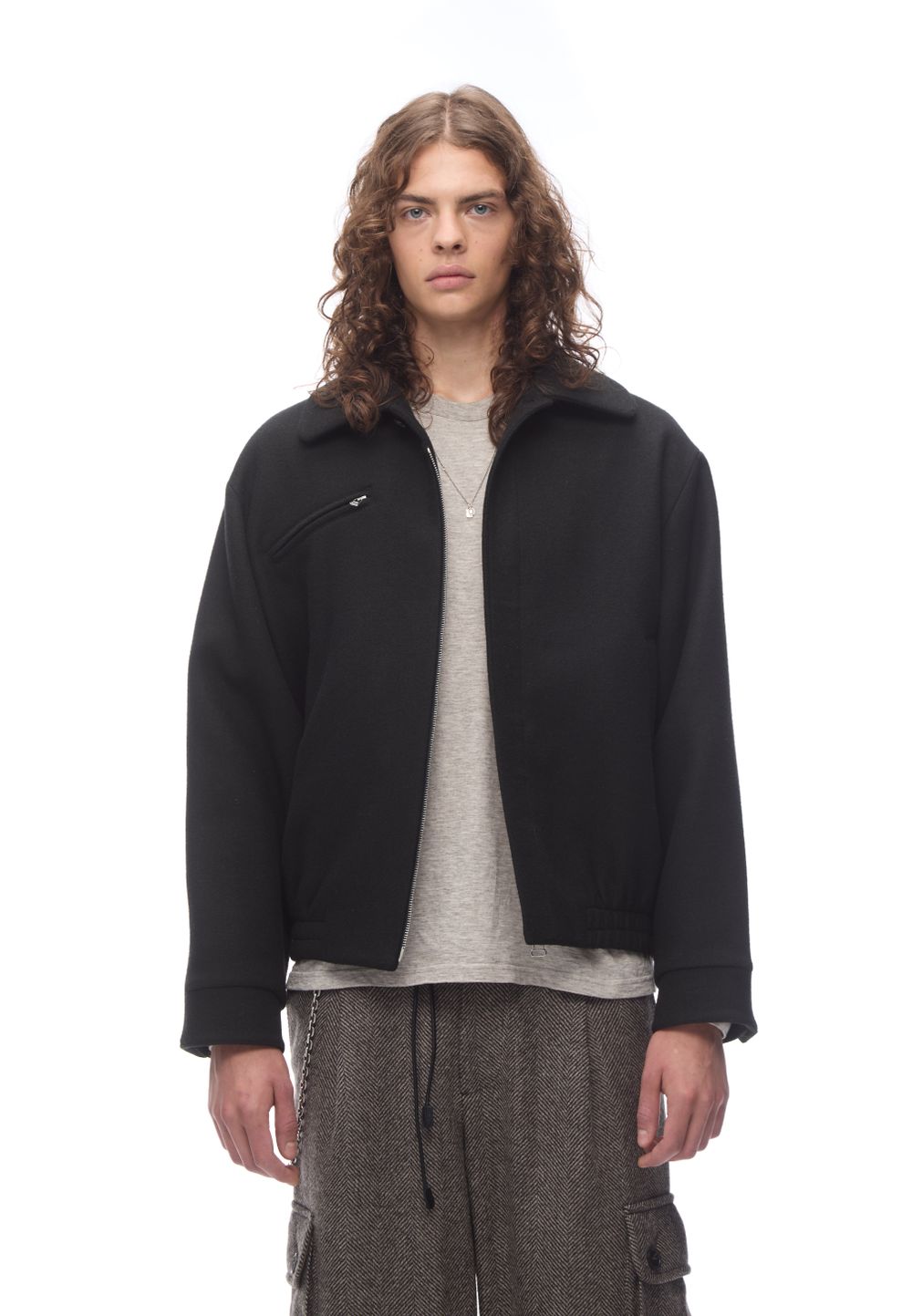 Бомбер из шерсти Black Wool Motor JACKET