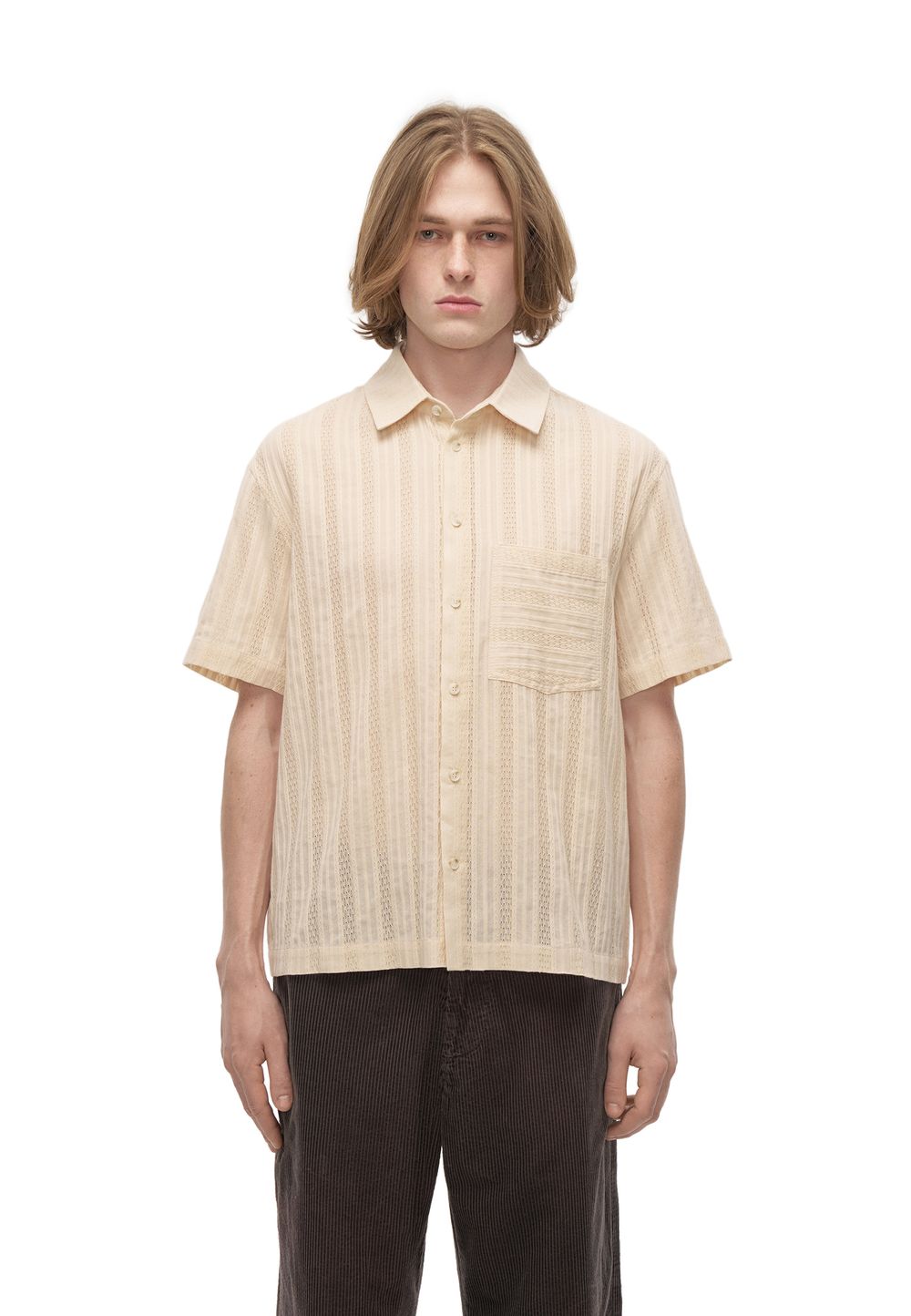 Рубашка с коротким рукавом Dobby Beige (Добби бежевая)