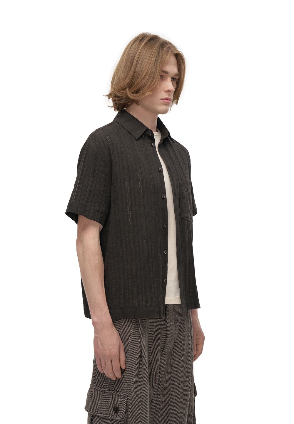Рубашка с коротким рукавом Dobby Black (Добби чёрная)