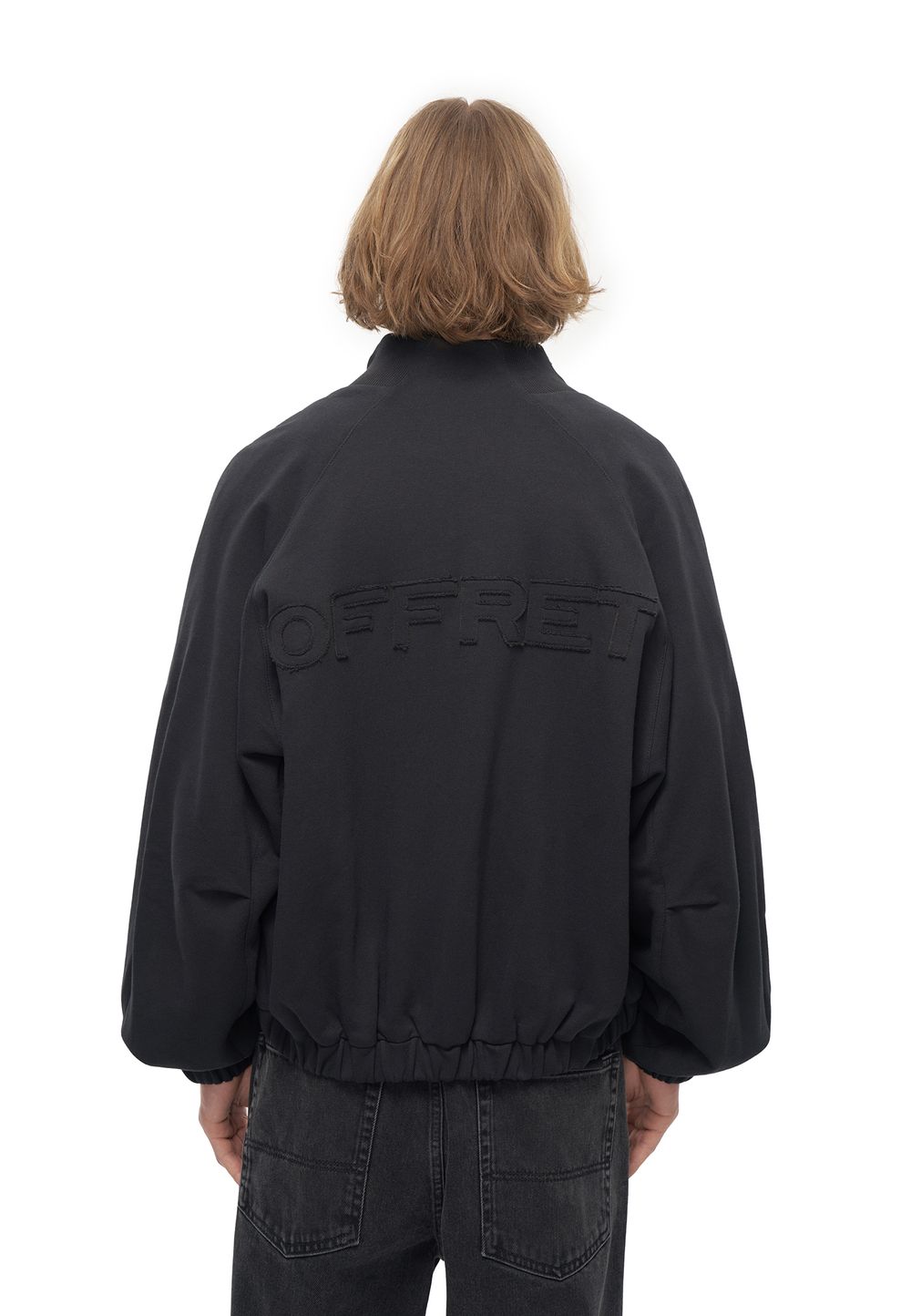 Бомбер на молнии Offret Black Cotton (Черный хлопковый)
