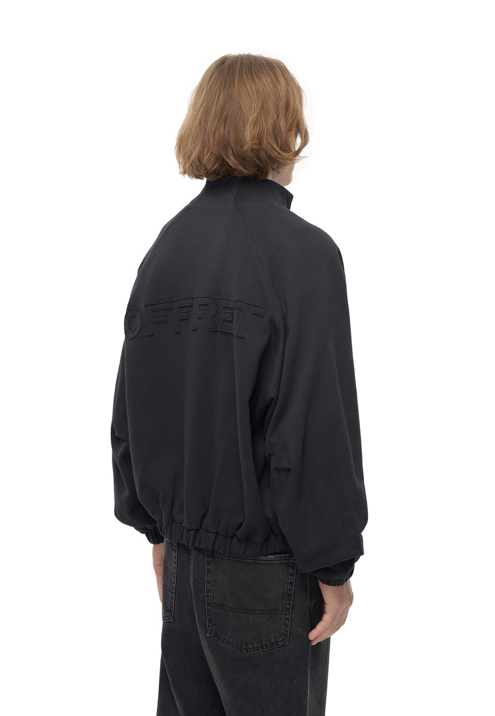 Бомбер на молнии Offret Black Cotton (Черный хлопковый)